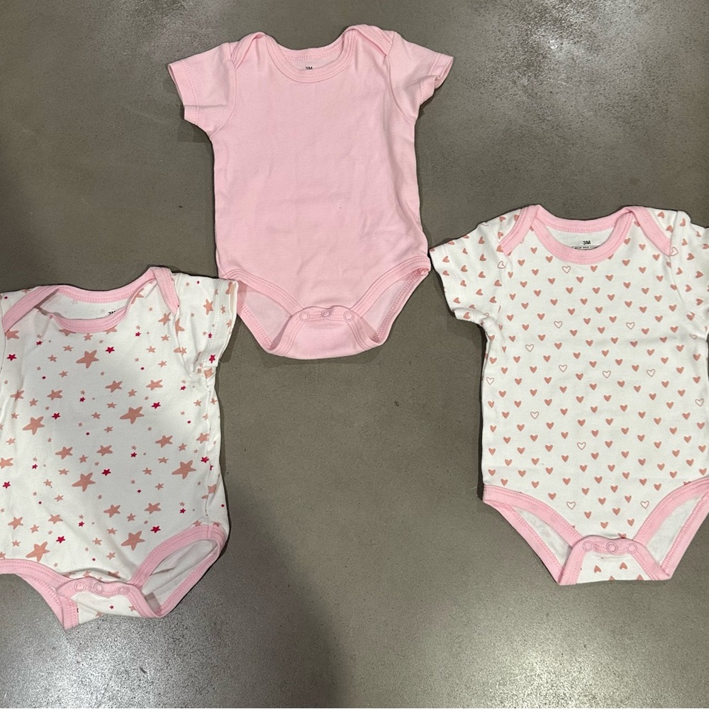 Pink and White Heart Baby Onesie